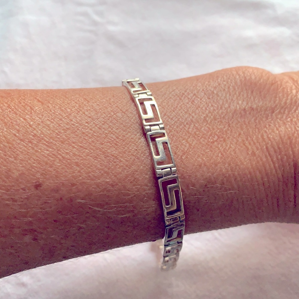 Greek key silver bracelet
